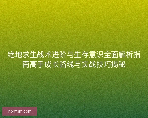 绝地求生战术进阶与生存意识全面解析指南高手成长路线与实战技巧揭秘