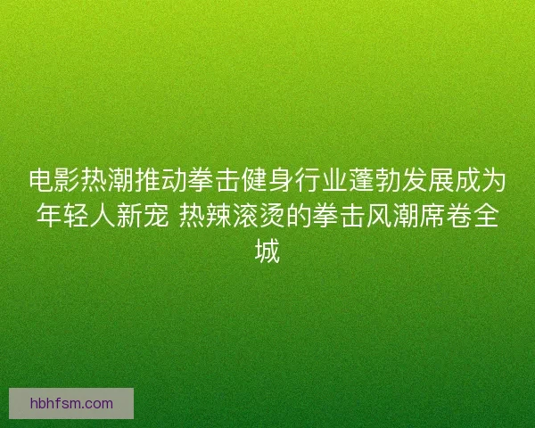 电影热潮推动拳击健身行业蓬勃发展成为年轻人新宠 热辣滚烫的拳击风潮席卷全城